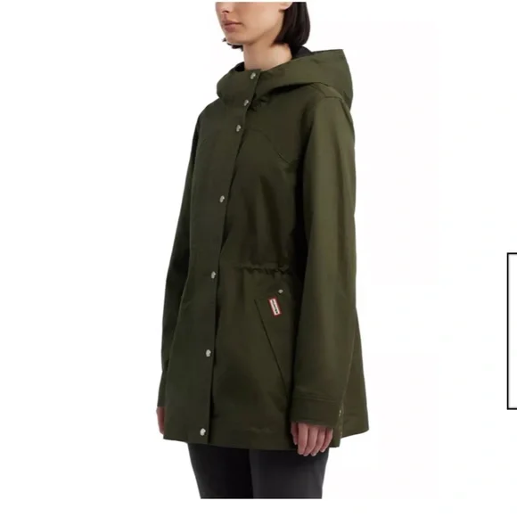 🆕 NWT Hunter Adela cotton canvas rain jacket in hunter green - Picture 7 of 15